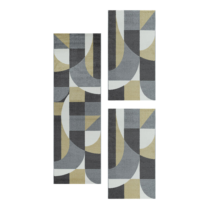 Teppich Läufer Set POWER Schlafzimmer Kurzflor Bettumrandung 3 Teile