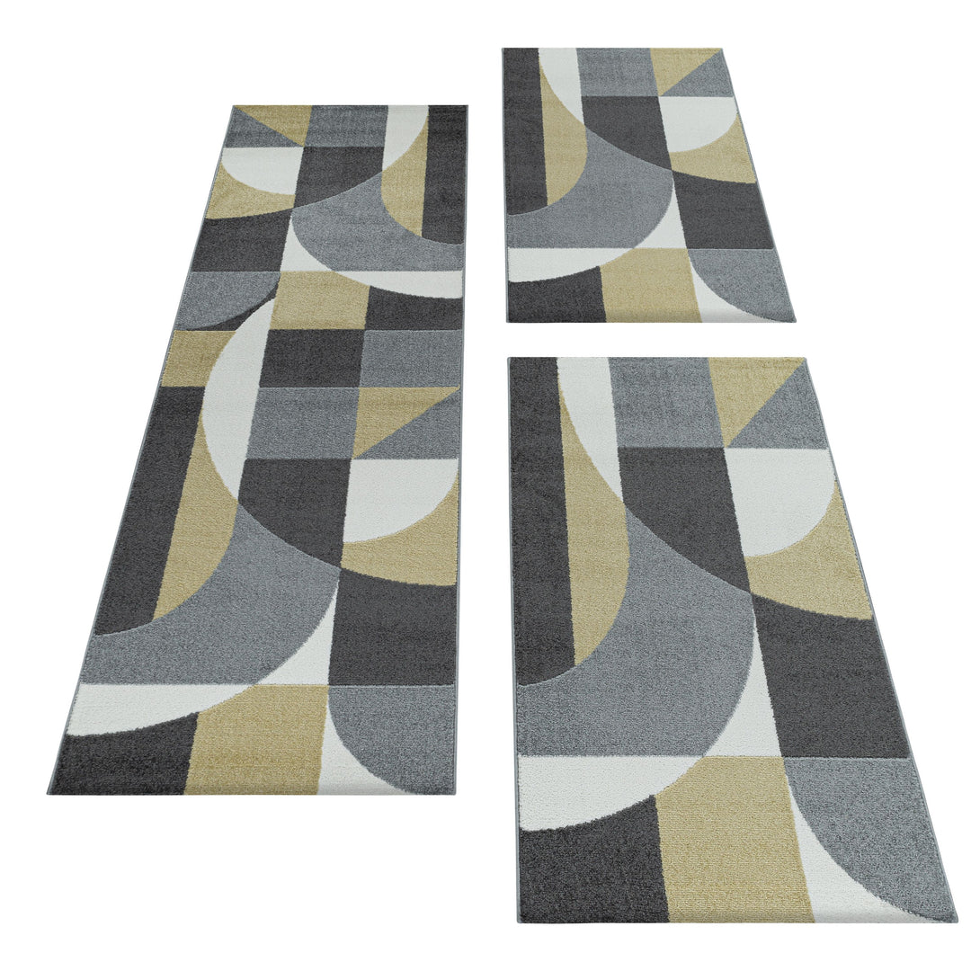 Teppich Läufer Set POWER Schlafzimmer Kurzflor Bettumrandung 3 Teile