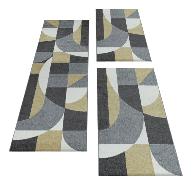 Teppich Läufer Set POWER Schlafzimmer Kurzflor Bettumrandung 3 Teile