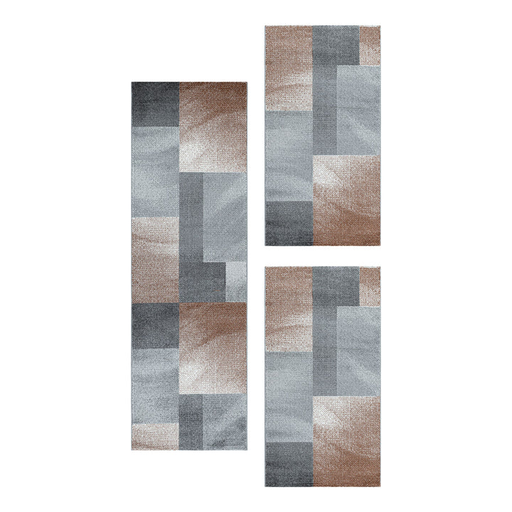 Teppich Läufer Set POWER Schlafzimmer Kurzflor Bettumrandung 3 Teile