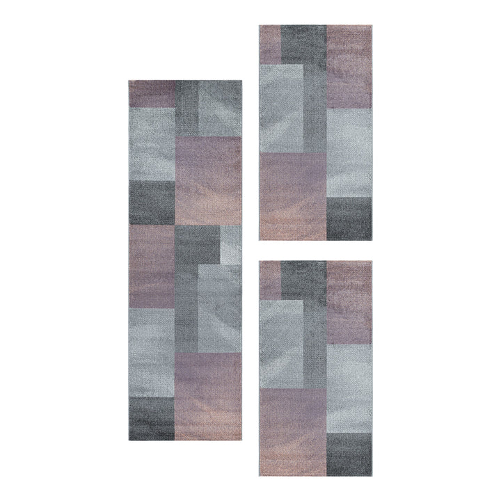 Teppich Läufer Set POWER Schlafzimmer Kurzflor Bettumrandung 3 Teile