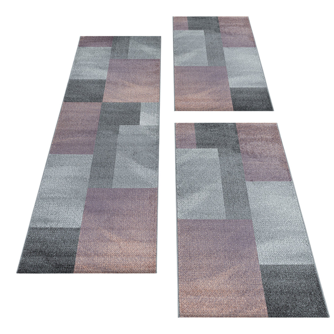 Teppich Läufer Set POWER Schlafzimmer Kurzflor Bettumrandung 3 Teile