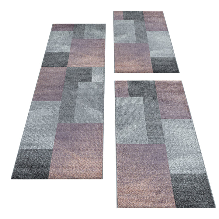 Teppich Läufer Set POWER Schlafzimmer Kurzflor Bettumrandung 3 Teile