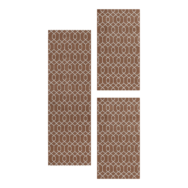 Teppich Läufer Set POWER Schlafzimmer Kurzflor Bettumrandung 3 Teile