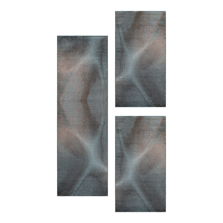 Teppich Läufer Set POWER Schlafzimmer Kurzflor Bettumrandung 3 Teile Schatten