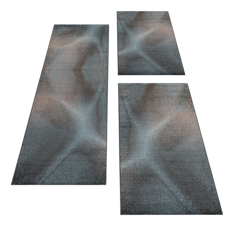 Teppich Läufer Set POWER Schlafzimmer Kurzflor Bettumrandung 3 Teile Schatten