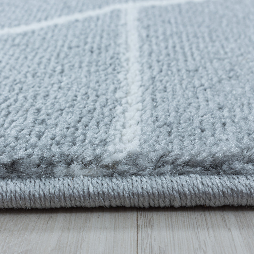 Teppich Läufer Set POWER Schlafzimmer Kurzflor Bettumrandung 3 Teile Geometrisch