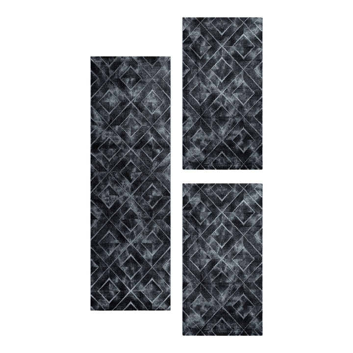 Teppich Läufer Set OXIA Schlafzimmer Kurzflor Bettumrandung 3 Teile