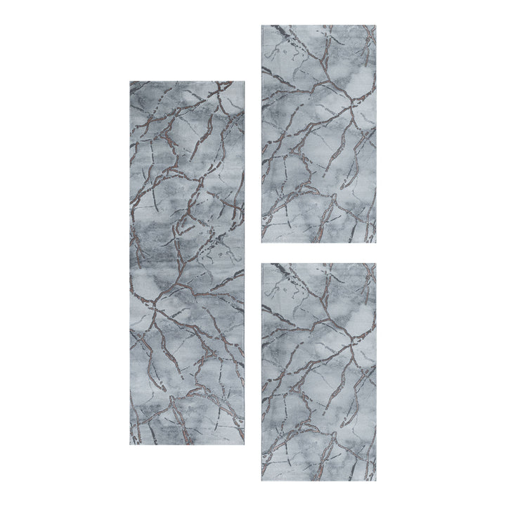 Teppich Läufer Set OXIA Schlafzimmer Kurzflor Bettumrandung 3 Teile