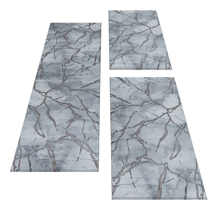 Teppich Läufer Set OXIA Schlafzimmer Kurzflor Bettumrandung 3 Teile