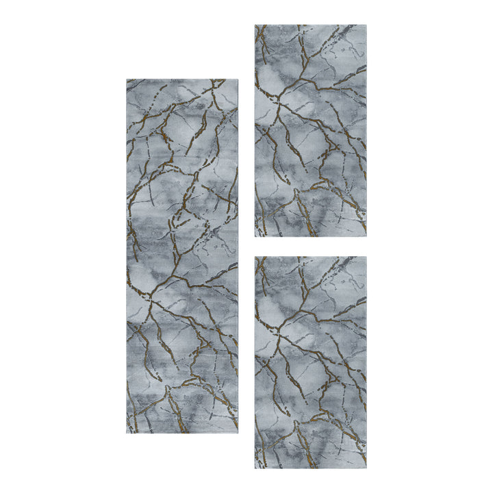 Teppich Läufer Set OXIA Schlafzimmer Kurzflor Bettumrandung 3 Teile