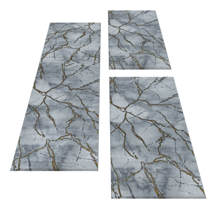 Teppich Läufer Set OXIA Schlafzimmer Kurzflor Bettumrandung 3 Teile