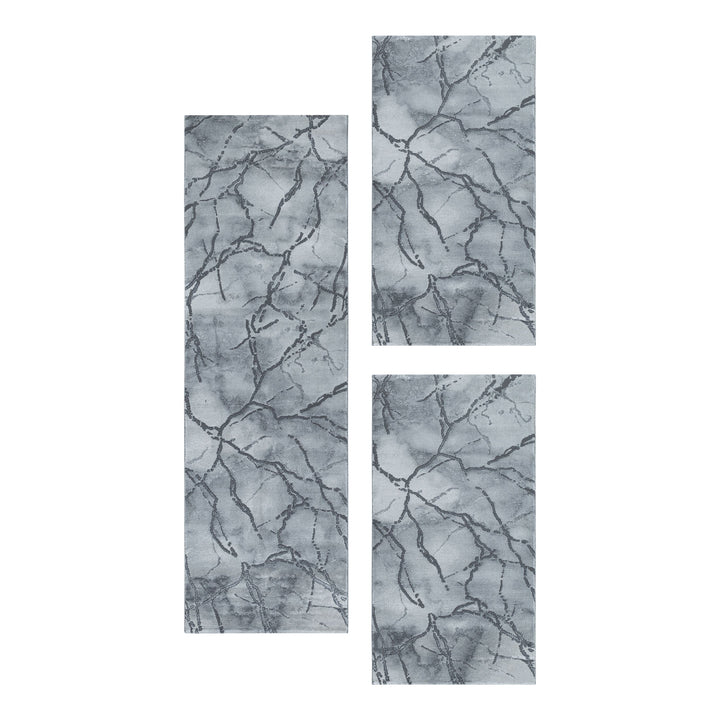 Teppich Läufer Set OXIA Schlafzimmer Kurzflor Bettumrandung 3 Teile