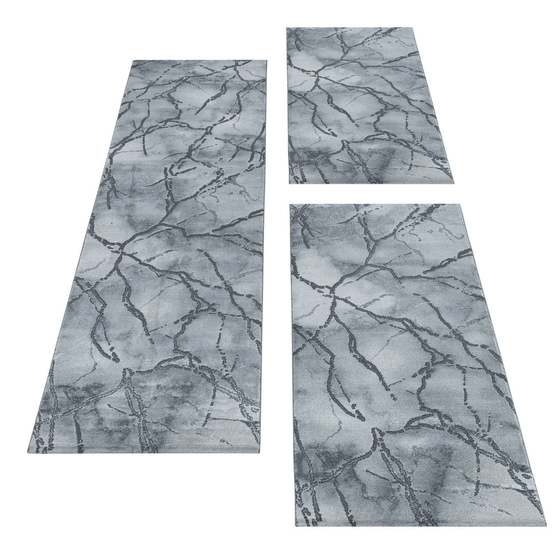 Teppich Läufer Set OXIA Schlafzimmer Kurzflor Bettumrandung 3 Teile