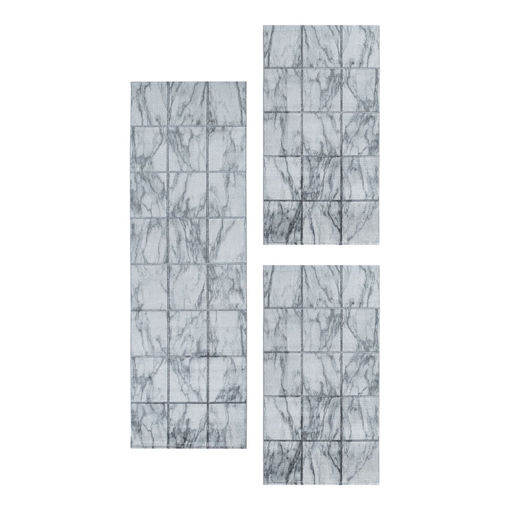 Teppich Läufer Set OXIA Schlafzimmer Kurzflor Bettumrandung 3 Teile