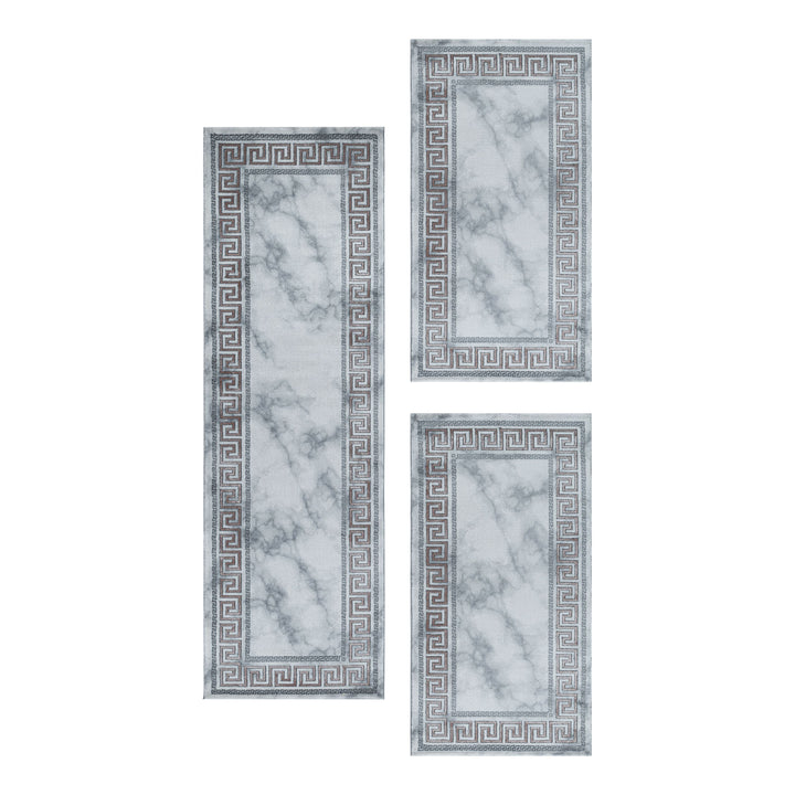 Teppich Läufer Set OXIA Schlafzimmer Kurzflor Bettumrandung 3 Teile