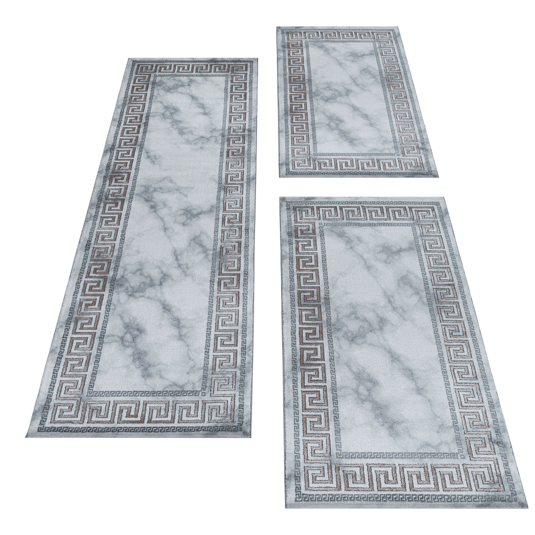 Teppich Läufer Set OXIA Schlafzimmer Kurzflor Bettumrandung 3 Teile