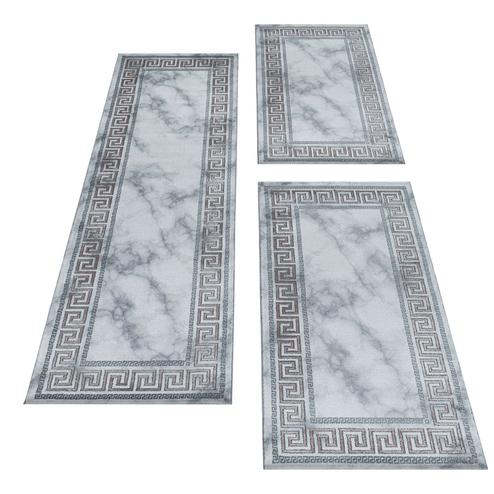 Teppich Läufer Set OXIA Schlafzimmer Kurzflor Bettumrandung 3 Teile