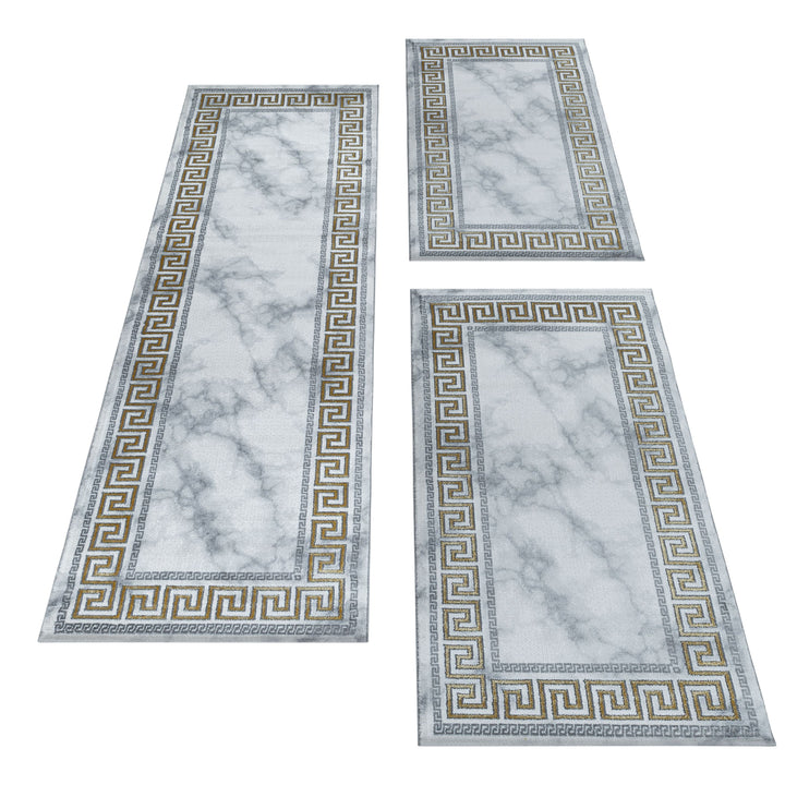 Teppich Läufer Set OXIA Schlafzimmer Kurzflor Bettumrandung 3 Teile