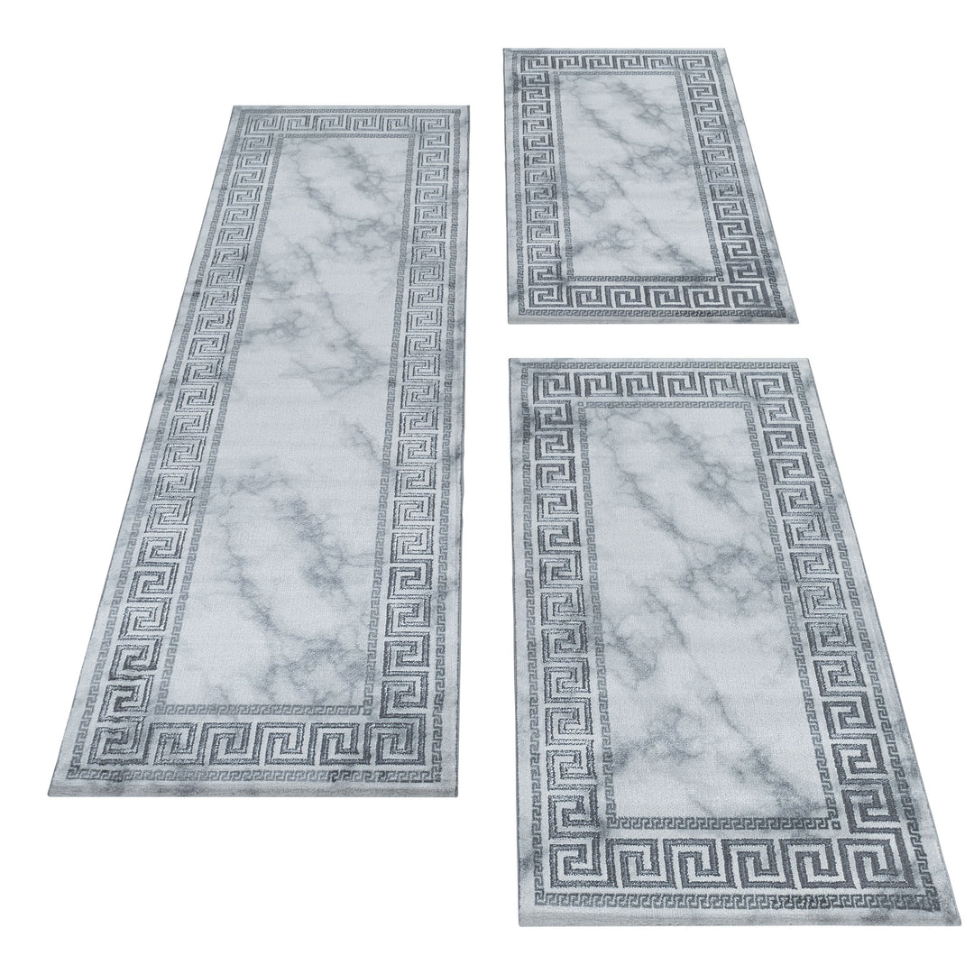 Teppich Läufer Set OXIA Schlafzimmer Kurzflor Bettumrandung 3 Teile