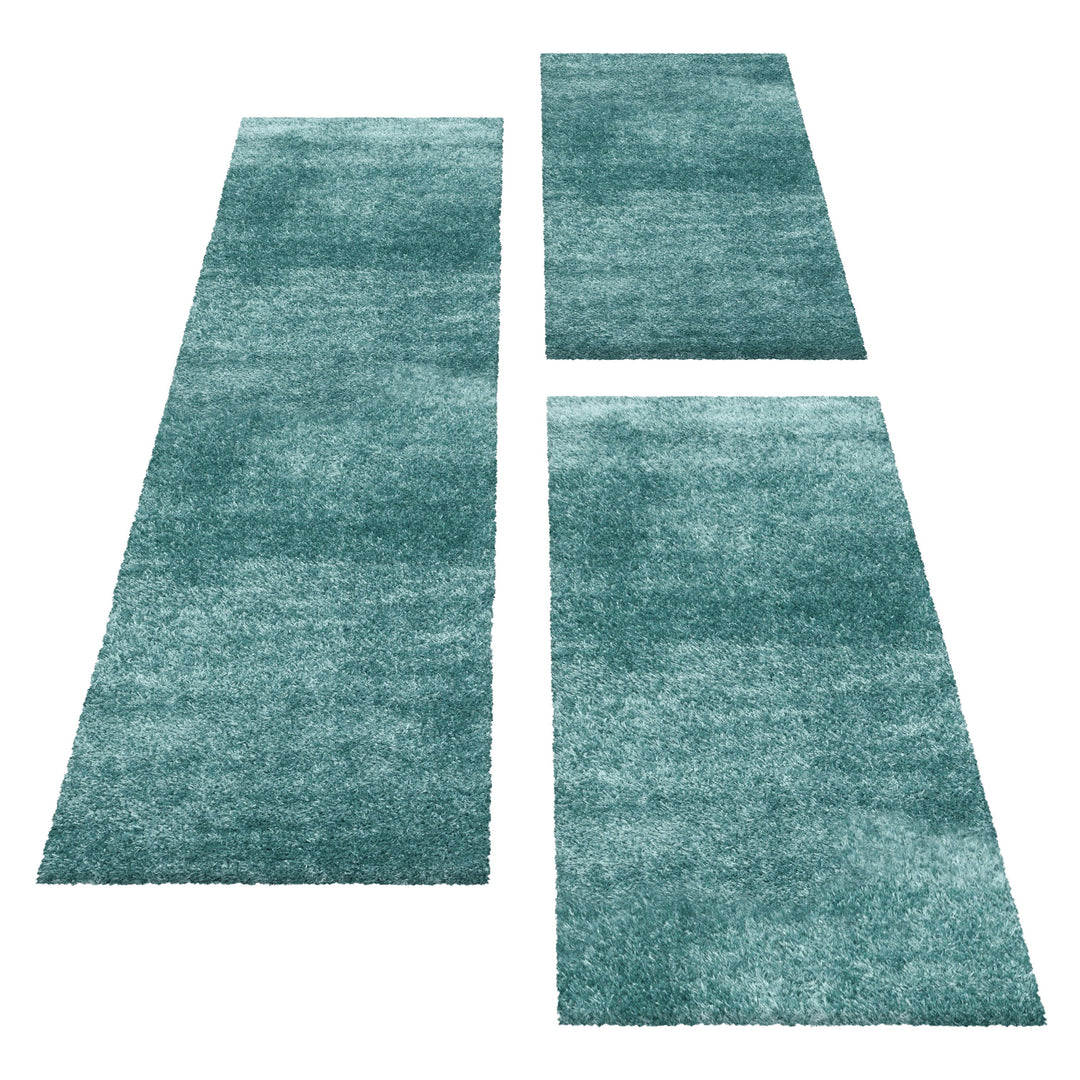 Teppich Läufer Set GLAZY Schlafzimmer Hochflor Bettumrandung 3 Teile