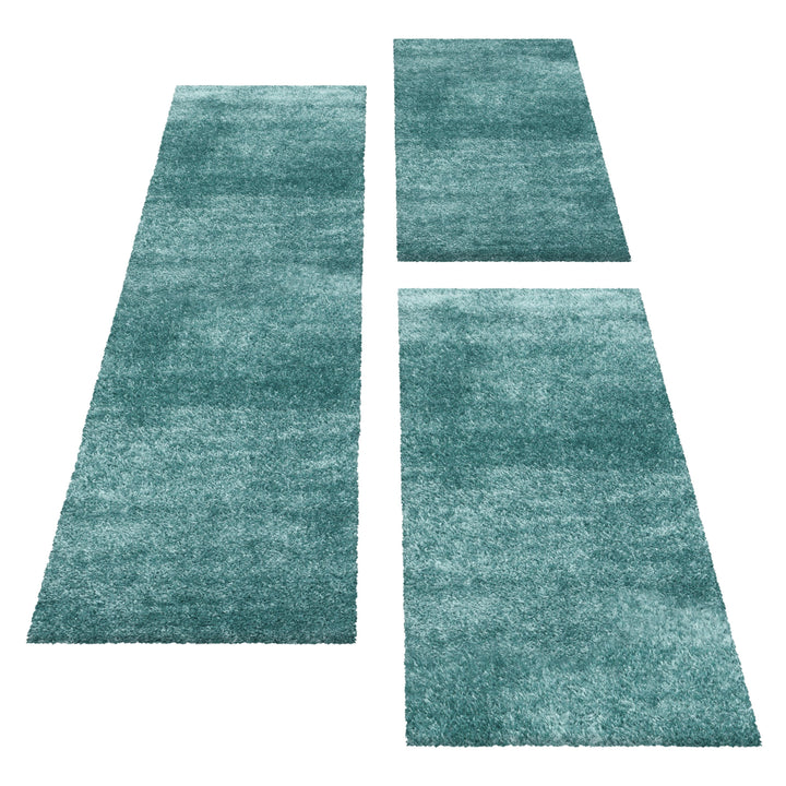 Teppich Läufer Set GLAZY Schlafzimmer Hochflor Bettumrandung 3 Teile