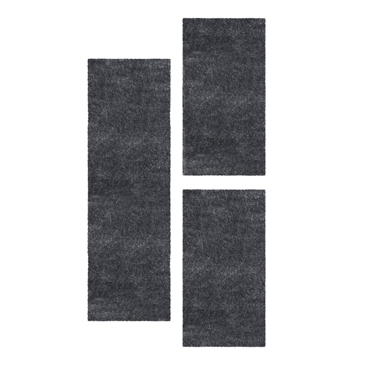 Teppich Läufer Set GLAZY Schlafzimmer Hochflor Bettumrandung 3 Teile