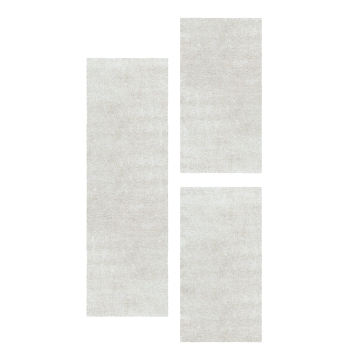 Teppich Läufer Set GLAZY Schlafzimmer Hochflor Bettumrandung 3 Teile