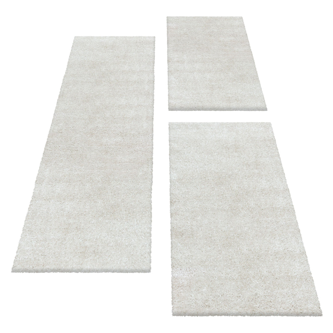 Teppich Läufer Set GLAZY Schlafzimmer Hochflor Bettumrandung 3 Teile