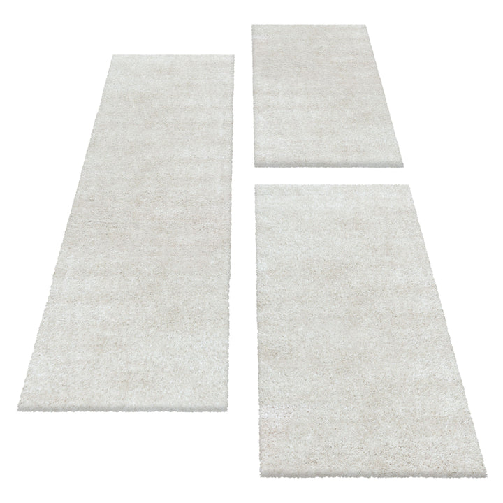 Teppich Läufer Set GLAZY Schlafzimmer Hochflor Bettumrandung 3 Teile