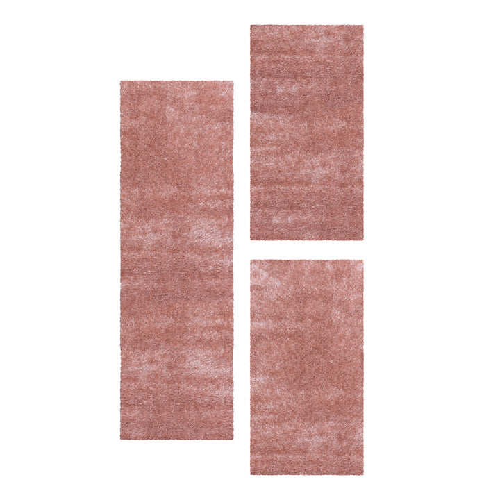 Teppich Läufer Set GLAZY Schlafzimmer Hochflor Bettumrandung 3 Teile