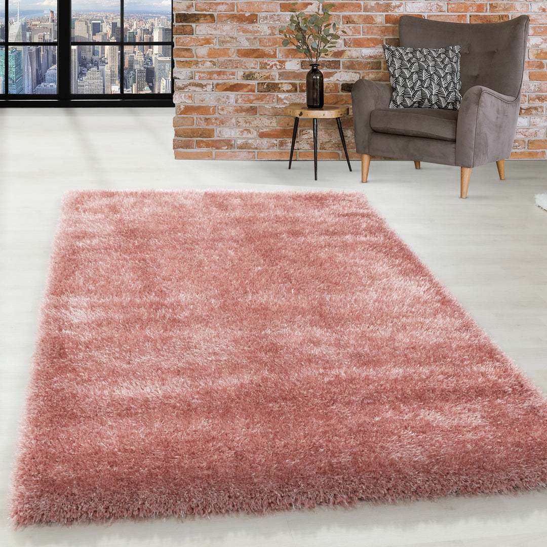 Hochflor Teppich GLAZY Wohnzimmer Shaggy Einfarbig