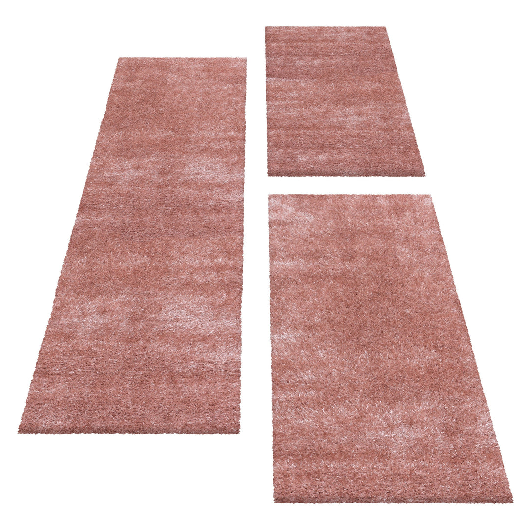 Teppich Läufer Set GLAZY Schlafzimmer Hochflor Bettumrandung 3 Teile