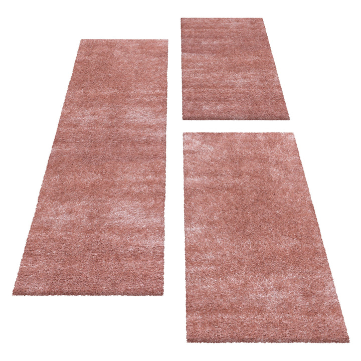 Teppich Läufer Set GLAZY Schlafzimmer Hochflor Bettumrandung 3 Teile