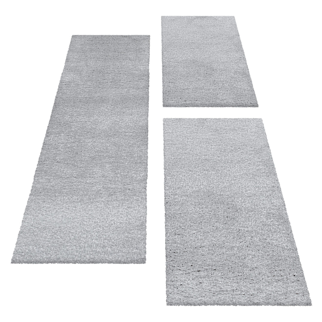 Teppich Läufer Set GLAZY Schlafzimmer Hochflor Bettumrandung 3 Teile