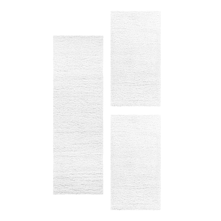 Teppich Läufer Set GLAZY Schlafzimmer Hochflor Bettumrandung 3 Teile