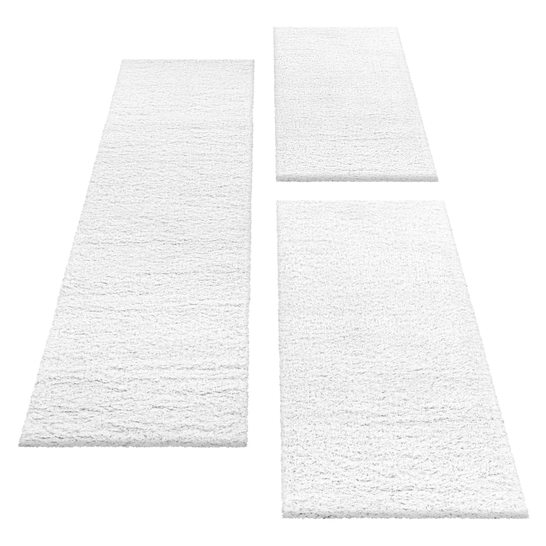 Teppich Läufer Set GLAZY Schlafzimmer Hochflor Bettumrandung 3 Teile