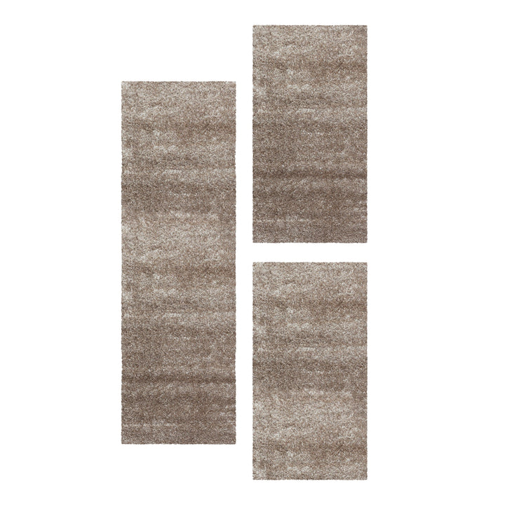 Teppich Läufer Set GLAZY Schlafzimmer Hochflor Bettumrandung 3 Teile