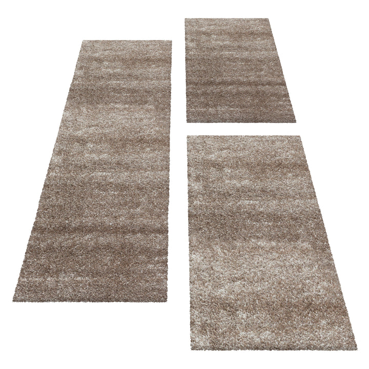 Teppich Läufer Set GLAZY Schlafzimmer Hochflor Bettumrandung 3 Teile