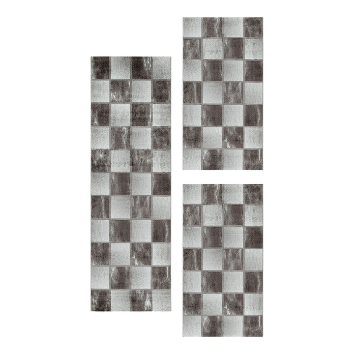 Teppich Läufer Set TARIO Schlafzimmer Kurzflor Bettumrandung 3 Teile