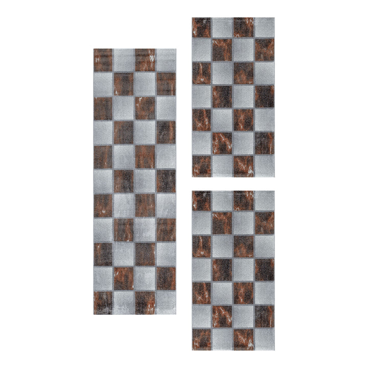 Teppich Läufer Set TARIO Schlafzimmer Kurzflor Bettumrandung 3 Teile