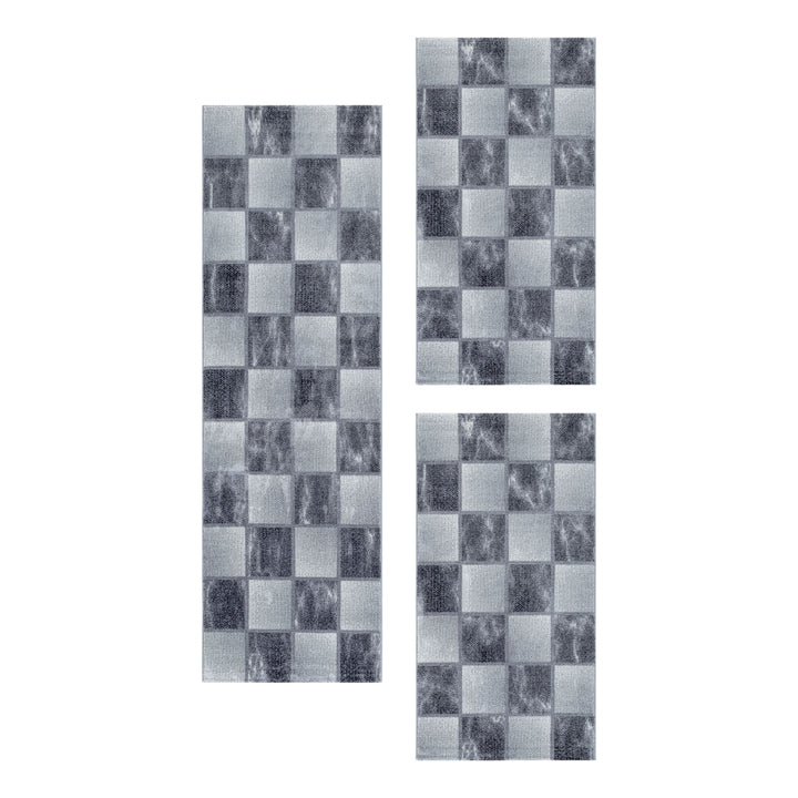 Teppich Läufer Set TARIO Schlafzimmer Kurzflor Bettumrandung 3 Teile