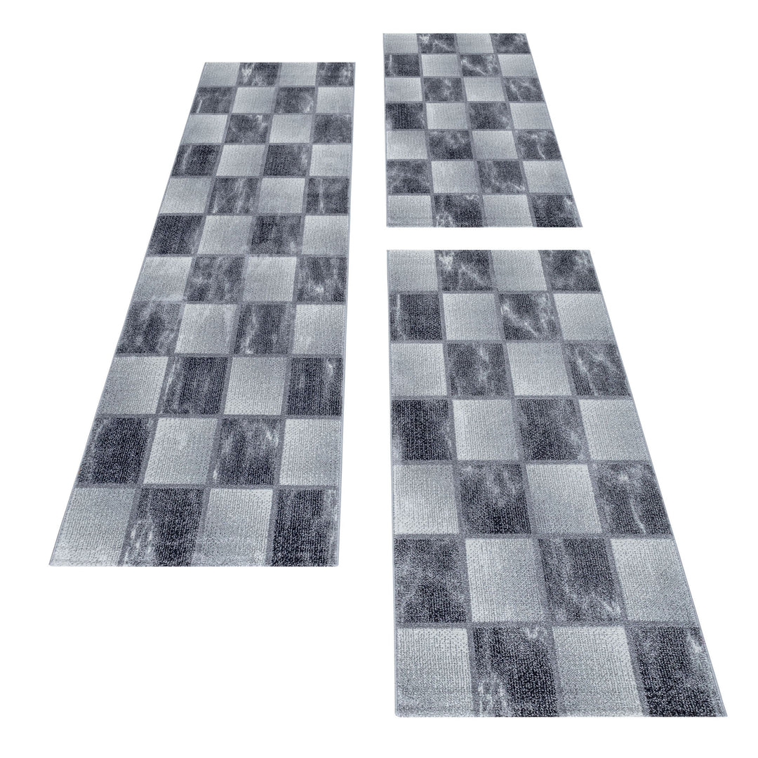 Teppich Läufer Set TARIO Schlafzimmer Kurzflor Bettumrandung 3 Teile