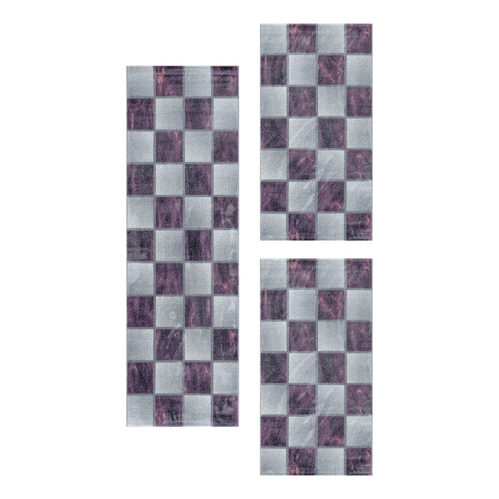 Teppich Läufer Set TARIO Schlafzimmer Kurzflor Bettumrandung 3 Teile