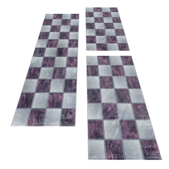 Teppich Läufer Set TARIO Schlafzimmer Kurzflor Bettumrandung 3 Teile