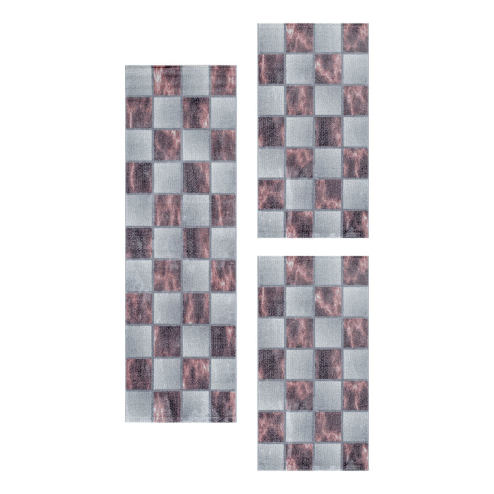 Teppich Läufer Set TARIO Schlafzimmer Kurzflor Bettumrandung 3 Teile