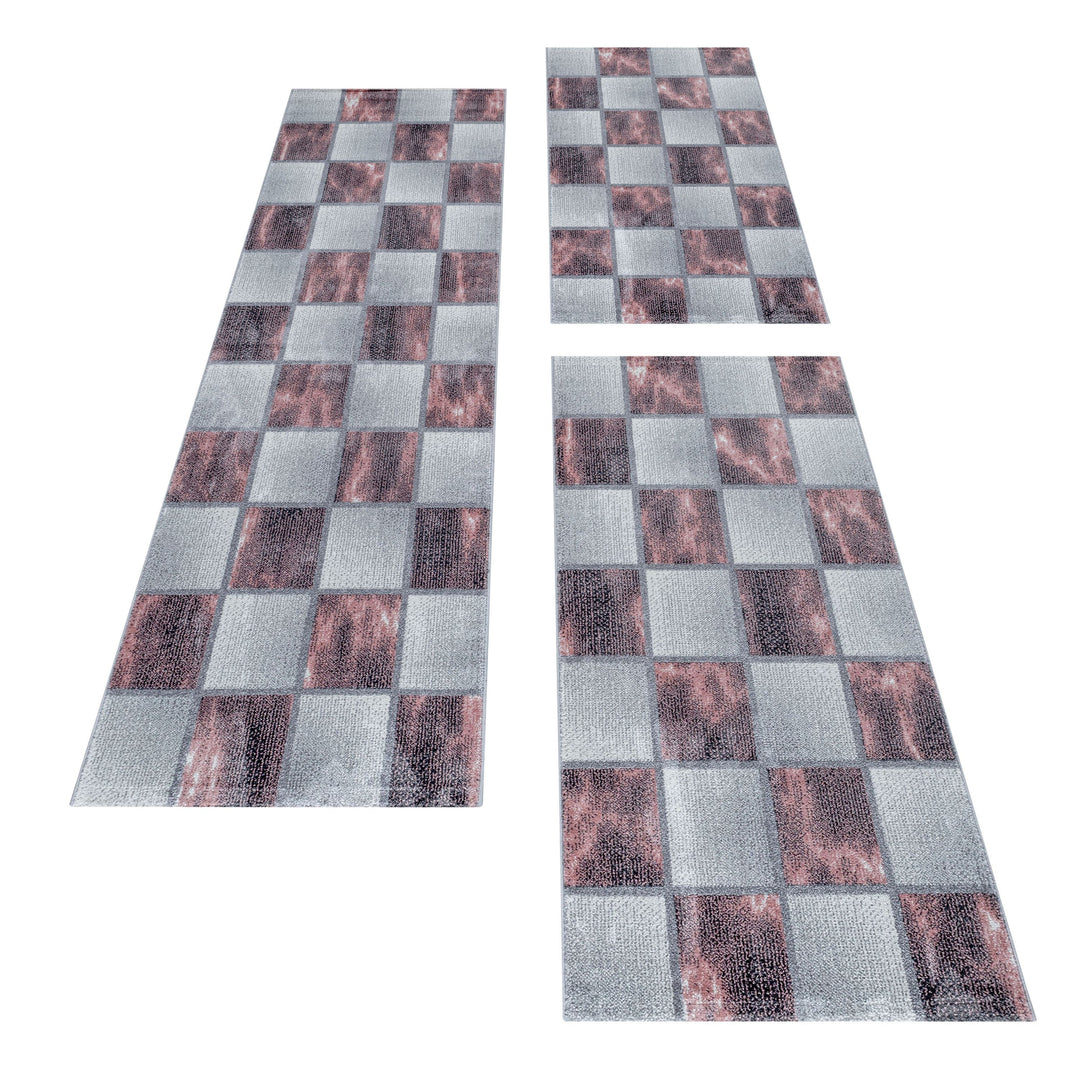 Teppich Läufer Set TARIO Schlafzimmer Kurzflor Bettumrandung 3 Teile