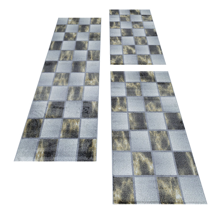 Teppich Läufer Set TARIO Schlafzimmer Kurzflor Bettumrandung 3 Teile