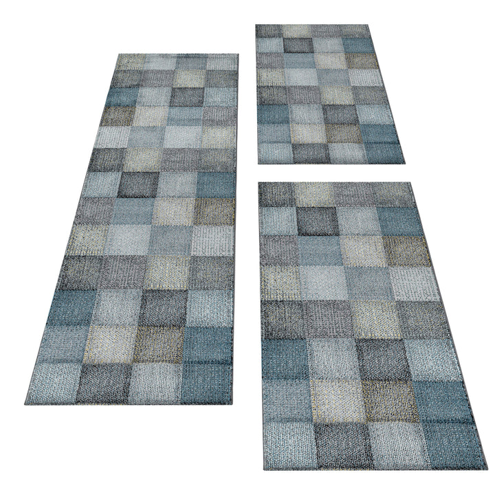 Teppich Läufer Set TARIO Schlafzimmer Kurzflor Bettumrandung 3 Teile