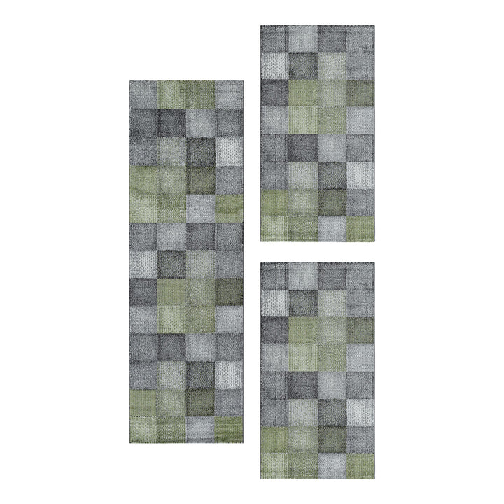 Teppich Läufer Set TARIO Schlafzimmer Kurzflor Bettumrandung 3 Teile